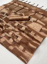 Banarasi Silk Brown Festival Wear Weaving Saree